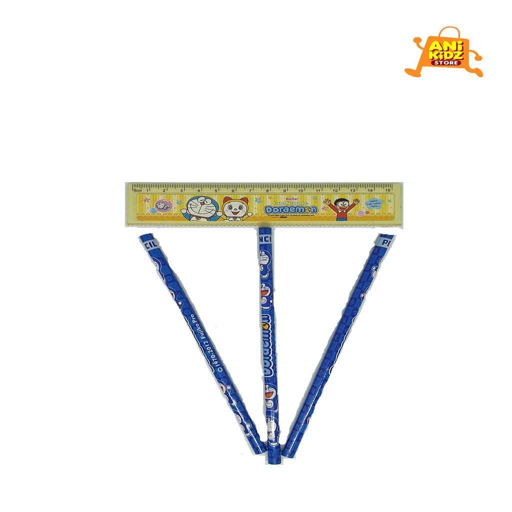 AniKidz Doraemon Set 3 Pen + Ruler (Yellow) | Shopee Malaysia