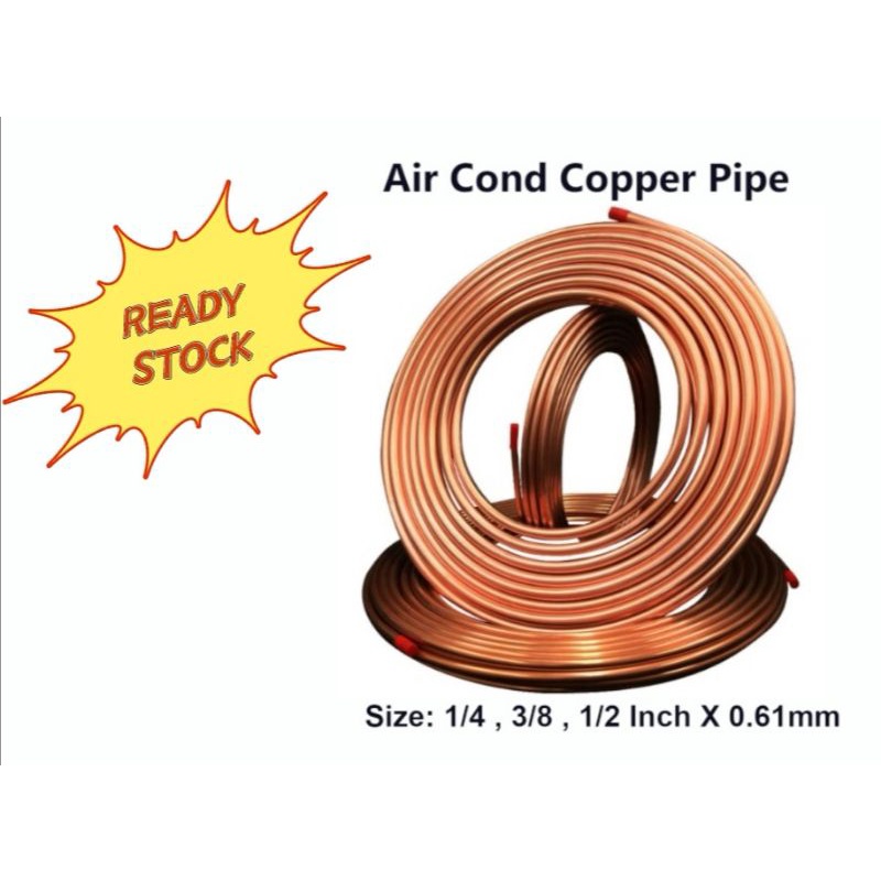 *Loose CutFeet* Air Cond Copper Pipe 1/4 , 3/8 , 1/2 Inch X 0.61mm