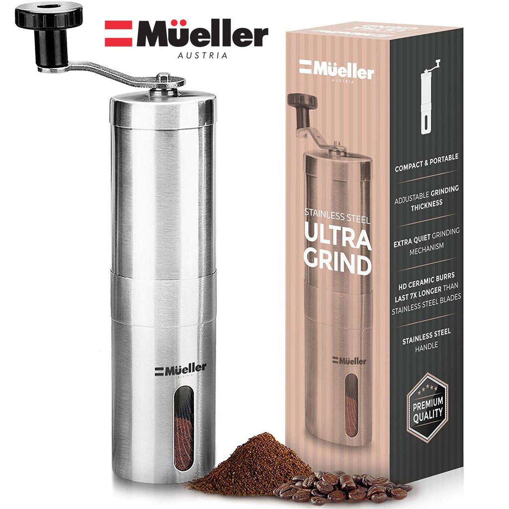 Mueller Austria Manual Coffee Grinder Whole Bean Conical Burr Mill for French Press Turkish Strongest Brushed Stainless Shopee Malaysia