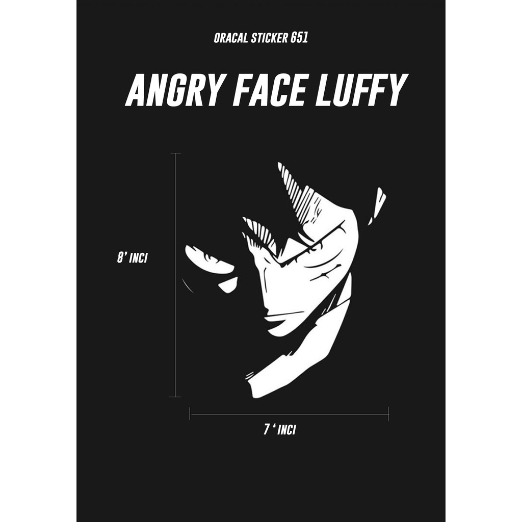 LUFFY STICKER ( ANGRY FACE LUFFY) ORACAL 651 FULLY WATERPROF INDOOR AND ...