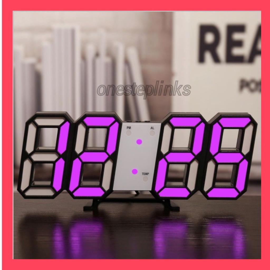 LED Clock Digital 3D Alarm Clock Table Desktop Wall Clock Jam Dinding