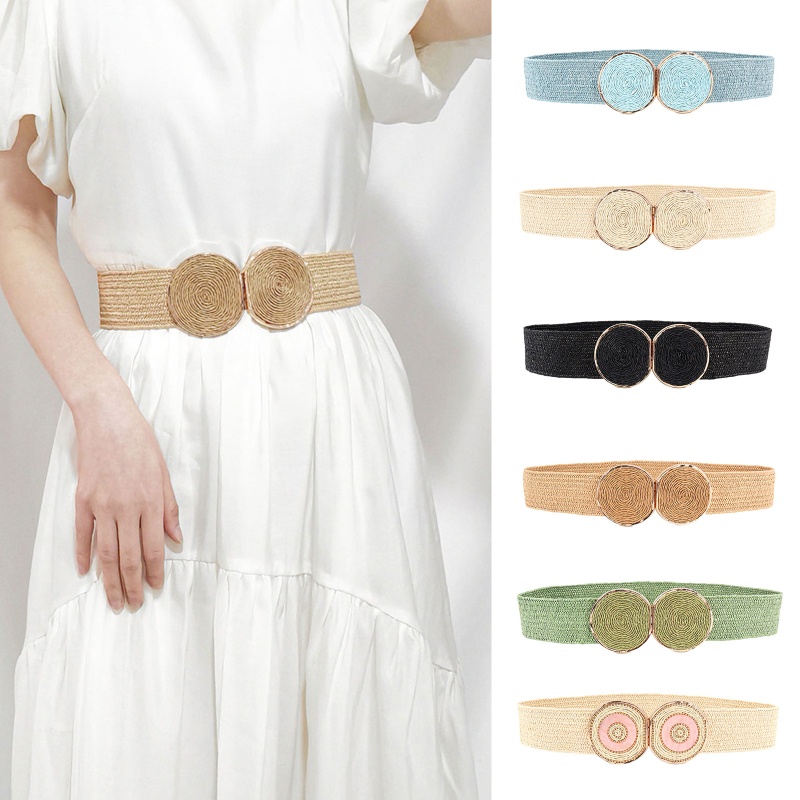 Wide Straw Belts For Women Dresses Elastic Belt Corset Summer Straw ...