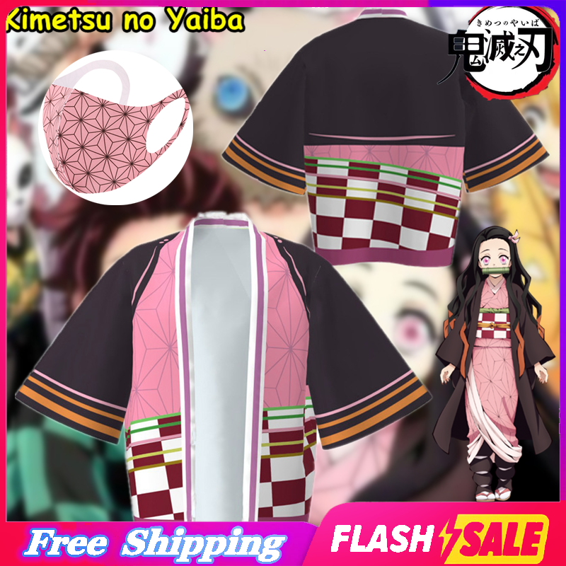 thumbnail image 2 of Demon Slayer Kimetsu No Yaiba Cosplay Coat Cloak – Robe/Yukata Style, Polyester 2 of 5