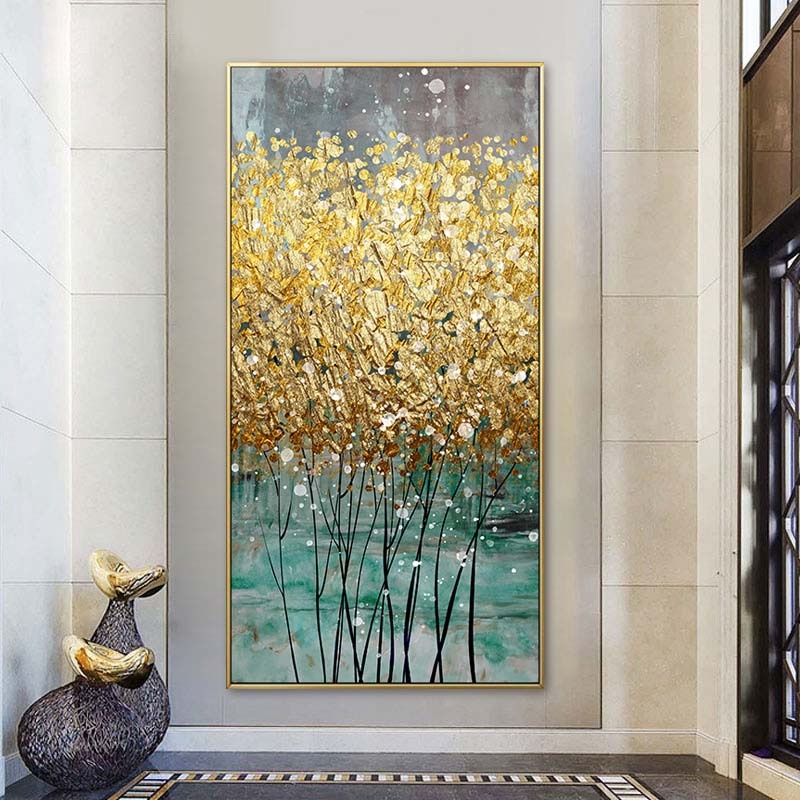 Golden Canvas Painting Big Size Green Gold Posters Prints Modern Luxury