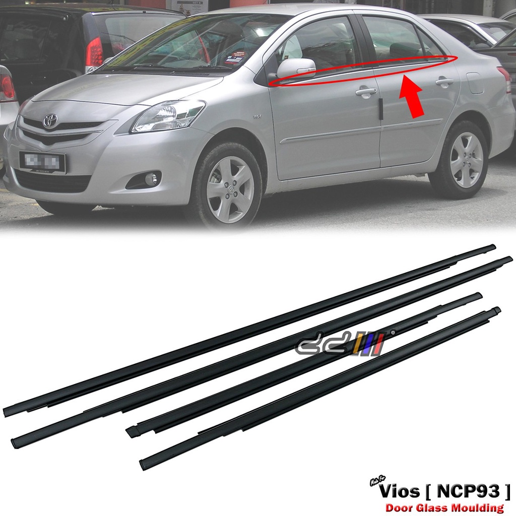 Door Glass Outer Moulding Window Trim For Toyota Vios NCP92 NCP93 2007