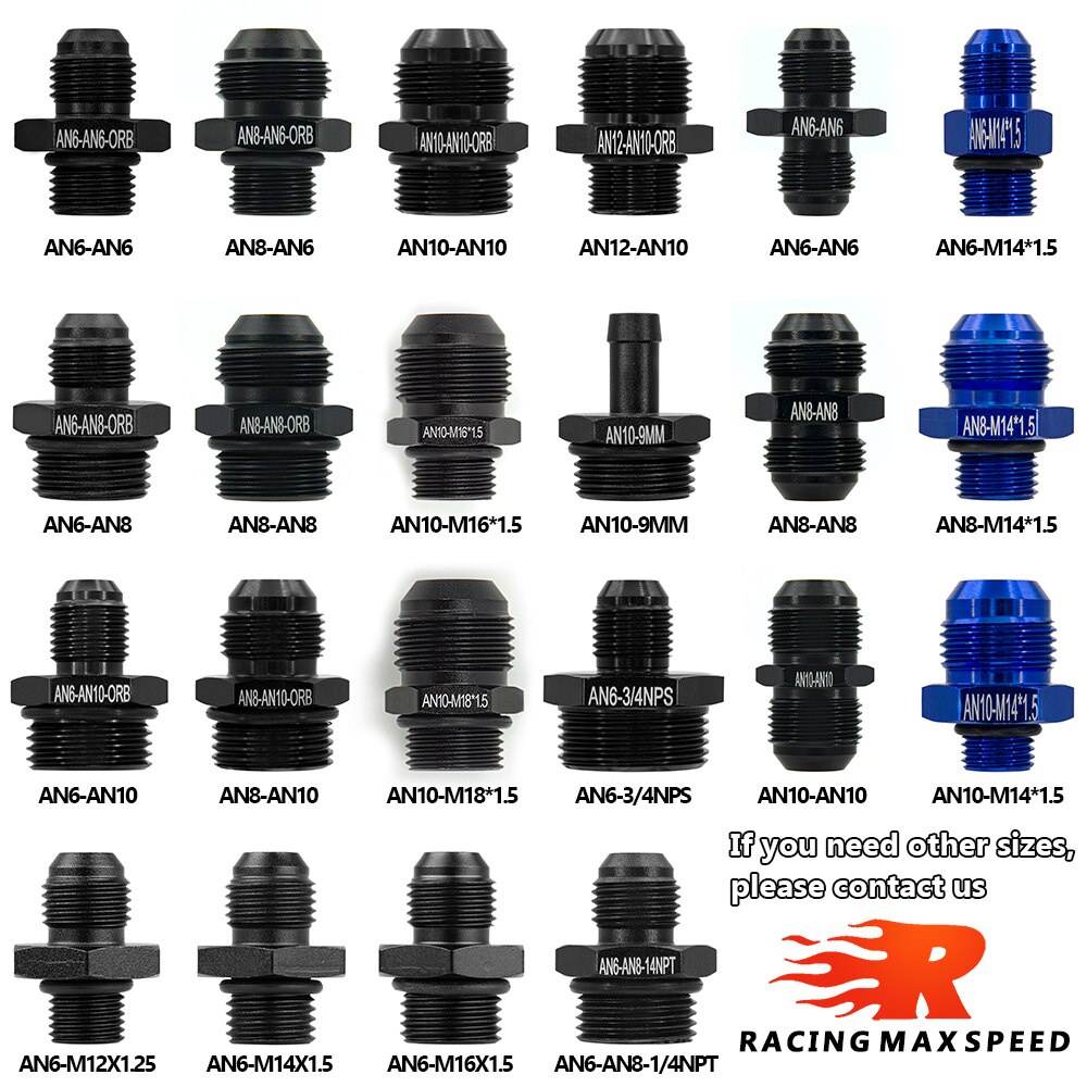 AN6 8 10 12 to AN to M14 M16 M18x1.5 Metric Fuel Hose Adapter Pipe