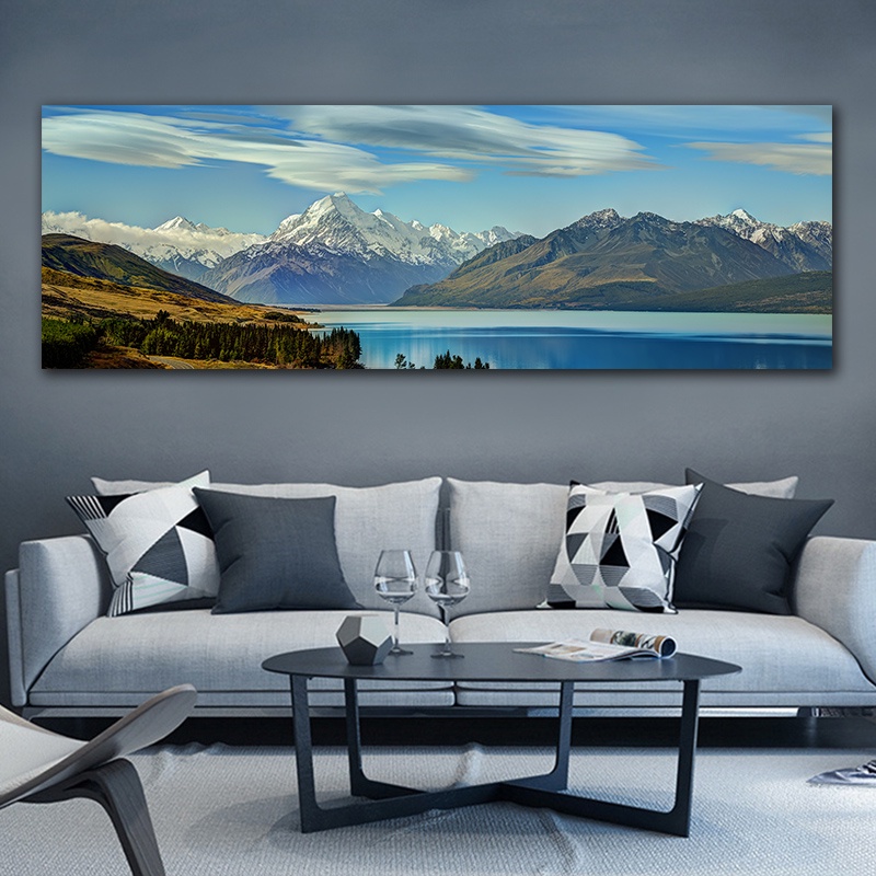 Landscape wall art printing mountain lake canvas painting for living ...