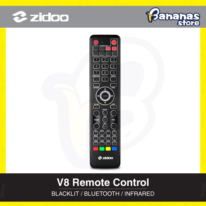 Zidoo V8 Blacklit Remote Control Controller Bluetooth & IR Infrared