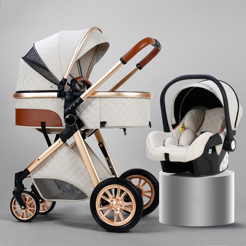 Luxury baby stroller 3 in 1 travel system with infant seat best sale