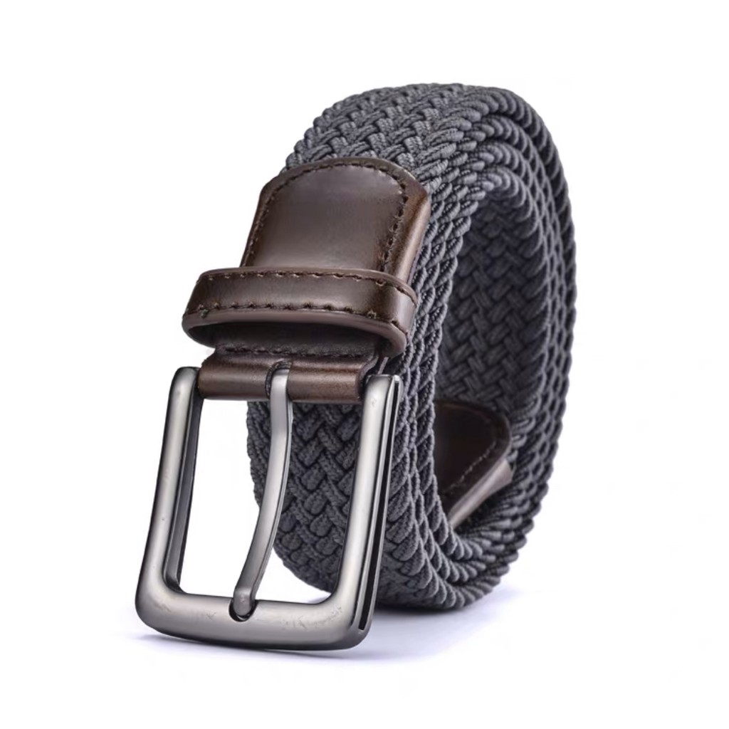 LEEFO Men Elastic Belt Canvas Belt Metal Pin Buckle Durable Stretch ...