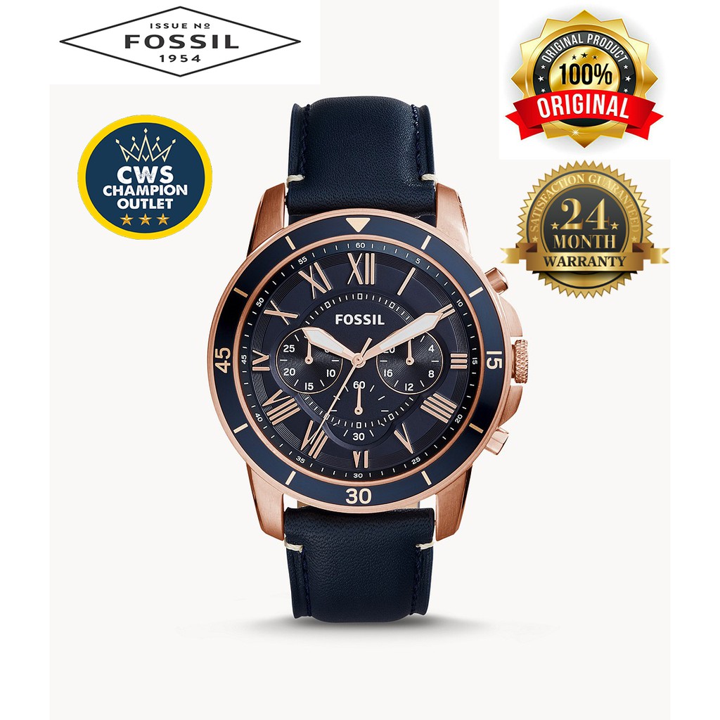 Ready Stock Authentic Fossil Grant Sport Chronograph Navy Blue Leather Men Watch Jam Tangan Lelaki FS5237 Shopee Malaysia