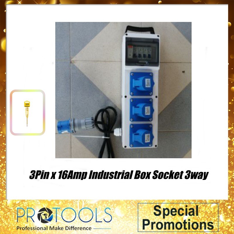 Protools heavy duty 3Pin x 16Amp Industrial Box Socket 3way | Shopee ...