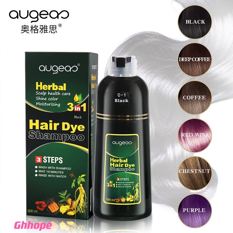 500ml Augeas Herbal 3IN1 Hair Dye Shampoo Shopee Malaysia