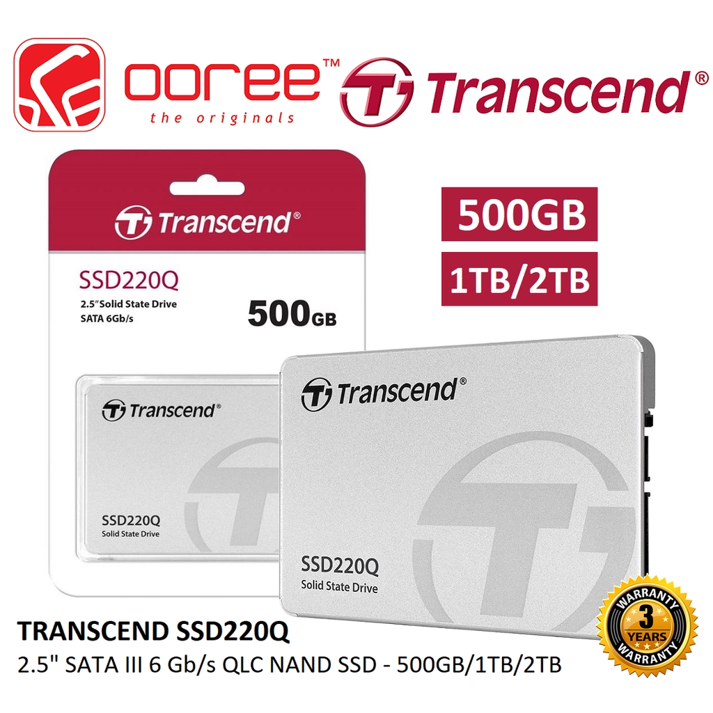 TRANSCEND SSD220Q FLASH QLC Malaysia III Shopee SOLID STATE SSD 6GB/S NAND DRIVE SATA INTERNAL | 500GB/1TB/2TB - 2.5