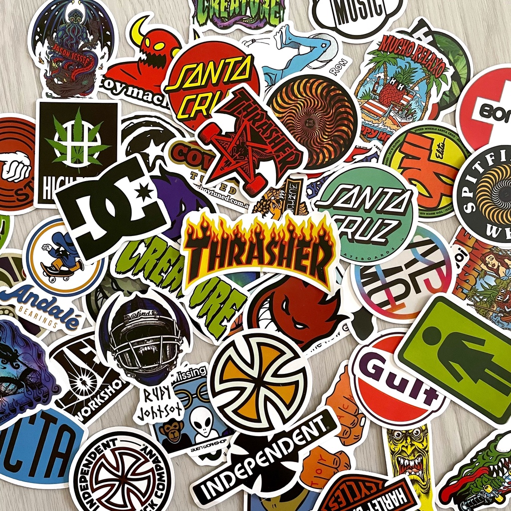 50pcs Thrasher Spitfire Santa cruz DC Skateboard Streetwear Street art ...