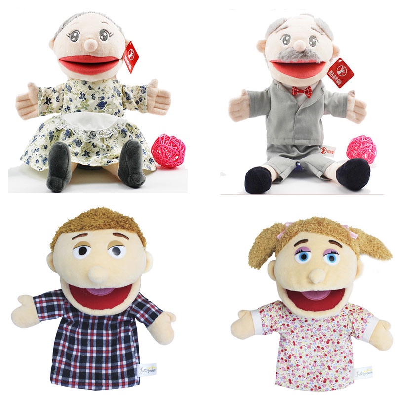 35cm family open mouth puppets kindergarten show mom dad ventriloquist