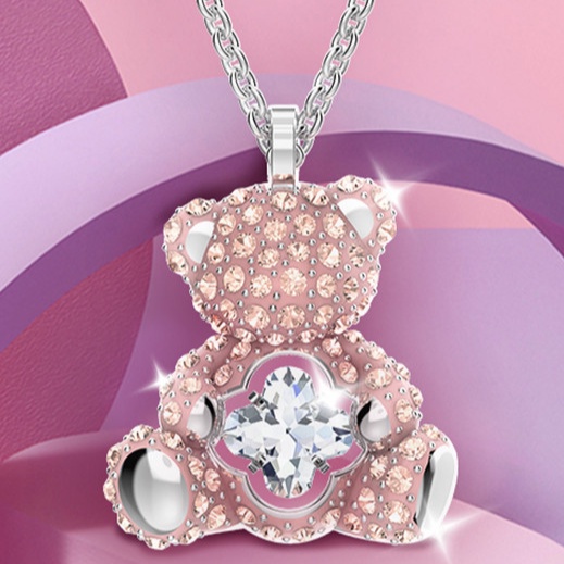 Swarovski TEDDY Bright Teddy Bear Heart Beating Bear Female Necklace Gift for Girls Shopee