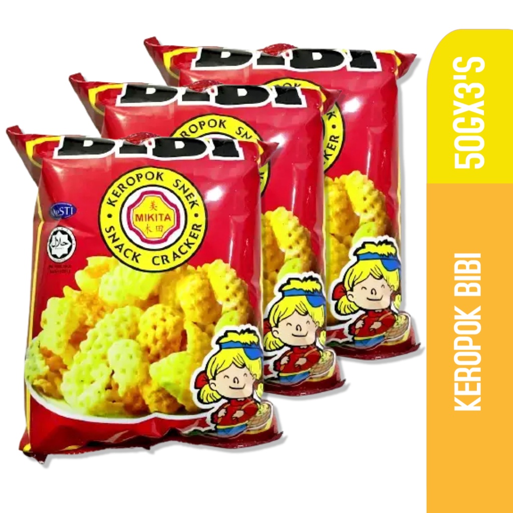 MIKITA BIBI CRACKERS 哔哔虾饼 KEROPOK BIBI 50GX3'S 9556340904023 | Shopee ...