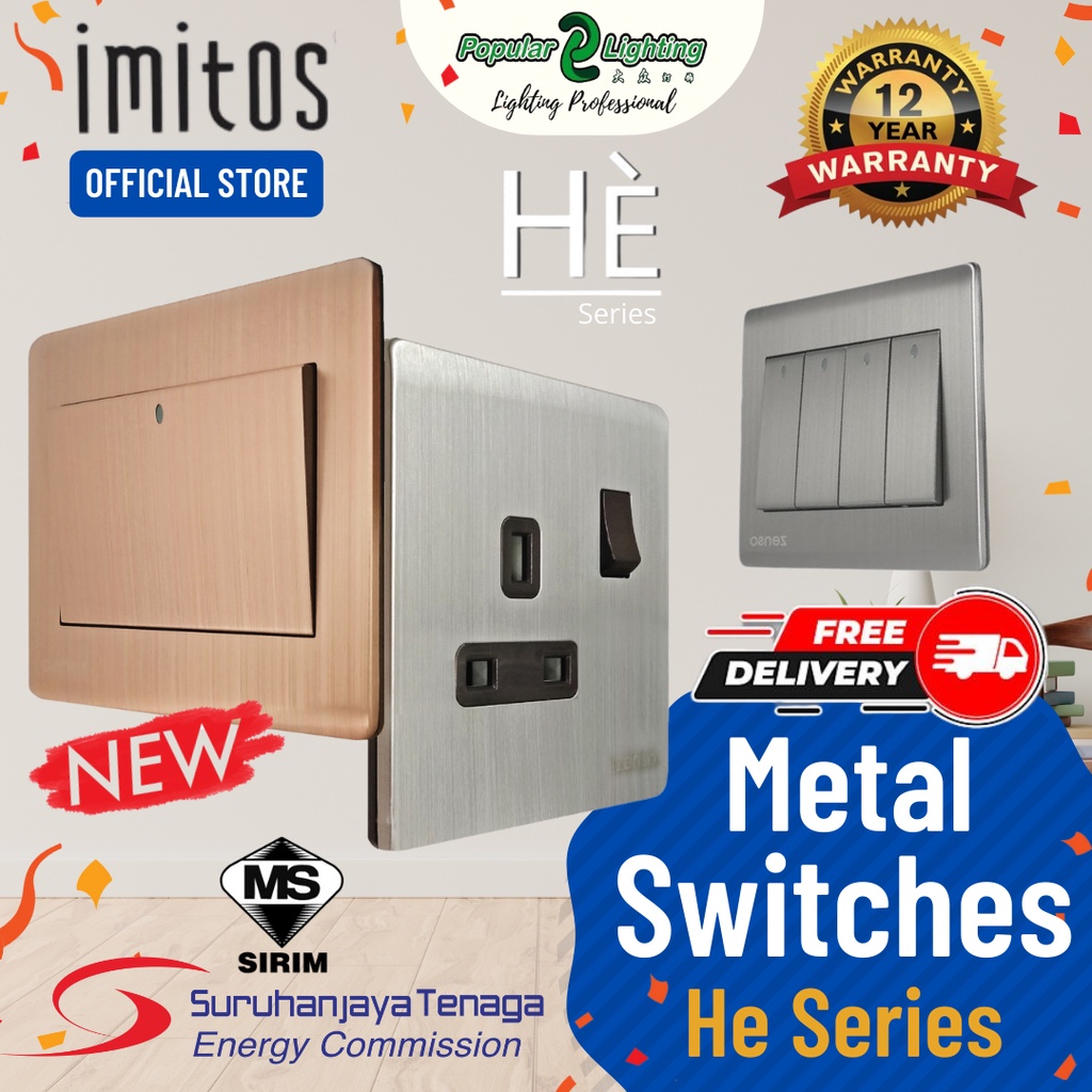 [Sirim] Imitos HE Series Socket Modern Switch Design Wall Switch 1/2/3 ...