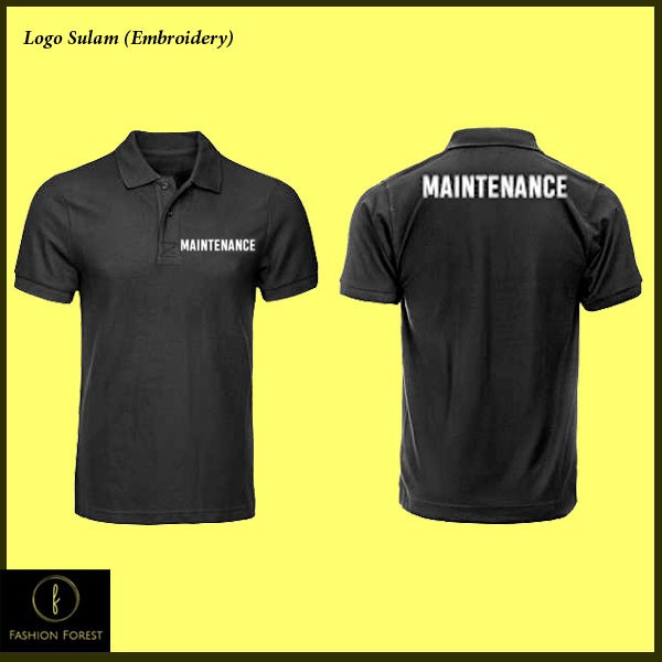 Sulam Embroidery Polo Classic T Shirt Maintenance Logo Front And Back Bigg Logo For Crew Uniform 5189