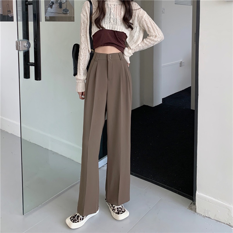 Syiwidii High Waisted Suits Pants For Women Spring 2023 Korean Fashion  Solid Wide Leg Straight Pants Office Ladies Casual Pants