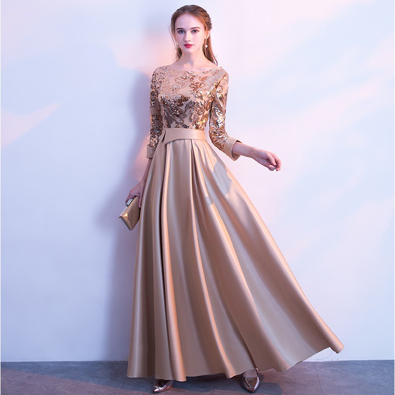 Gold dinner outlet dress