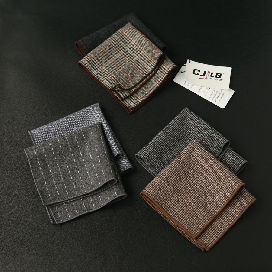 High Quality Hankerchief for Men Solid Wool Hankies Classic Mens Pocket
