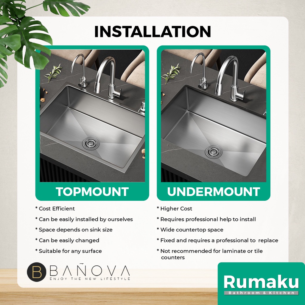 BANOVA / LUXE SUS 304 Stainless Steel Home Kitchen Sink BANOVA / LUXE SUS 304 Stainless Steel Home Kitchen Sink