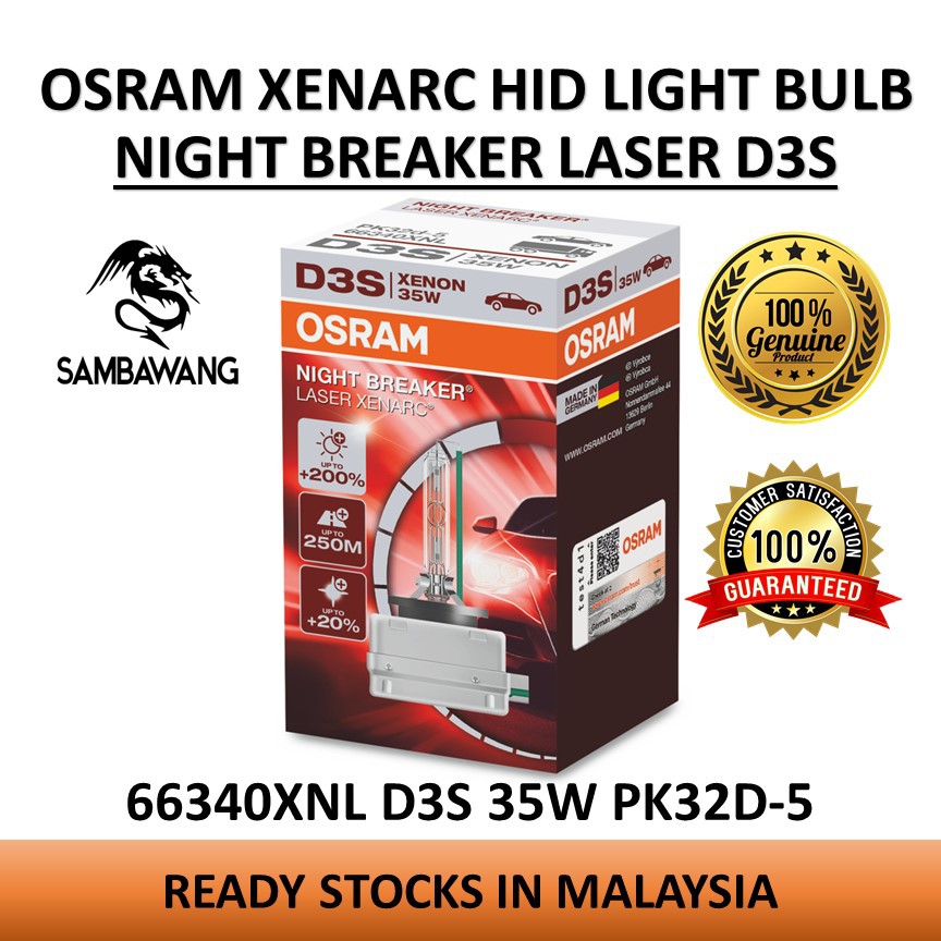 OSRAM XENARC NIGHT BREAKER LASER D3S HID Xenon Lamp 66340XNL 35W •