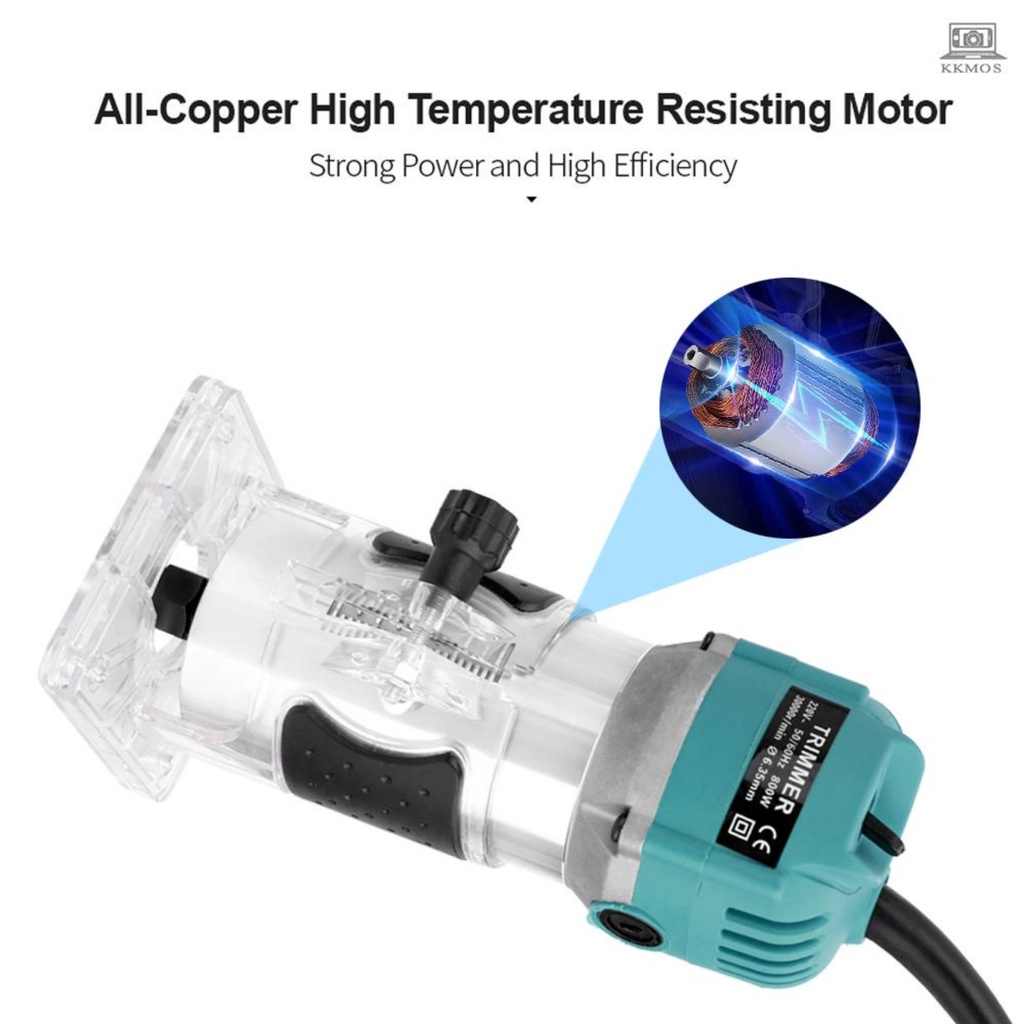 LEVER WOOD TRIMMER ROUTER 6MM 530W + 15PCS ROUTER BIT SET MESIN PROPIL ...