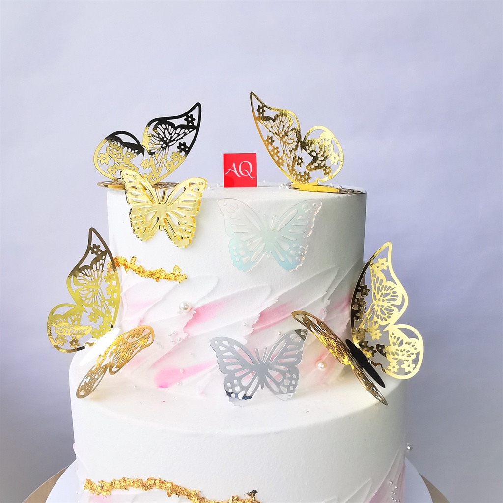 [Ready Stock] Colourful Pink Gold Butterfly Happy Birthday Cake Topper ...