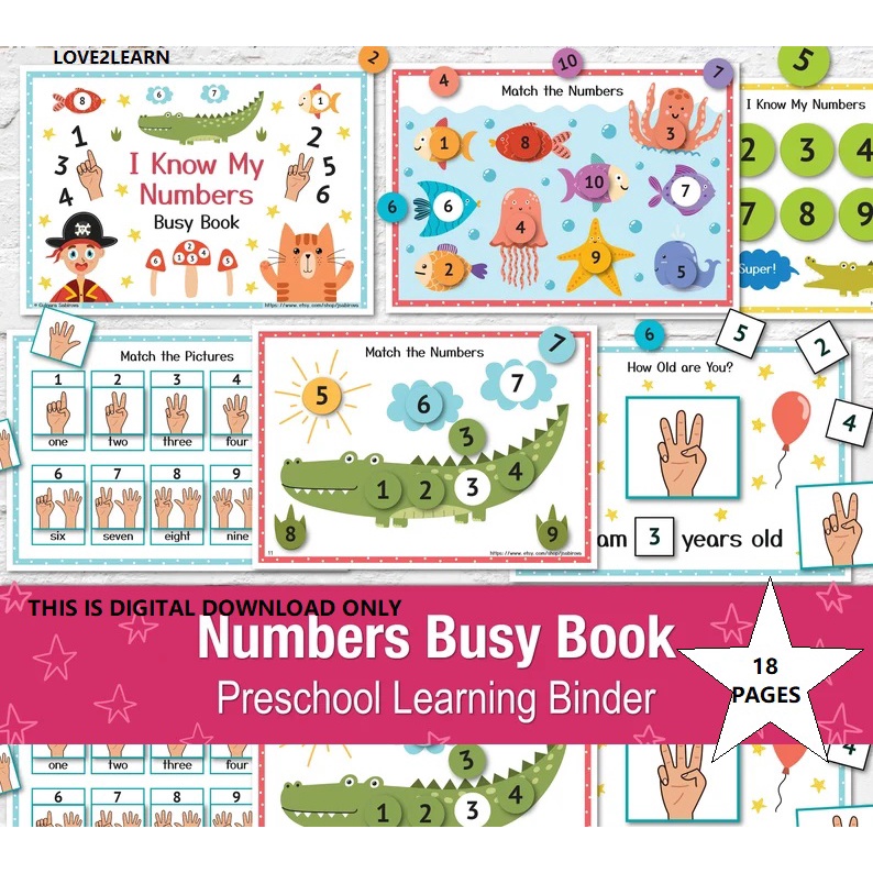 A26 Numbers Busy Book Printable (PDF) Kids Preschool Learning Maths ...