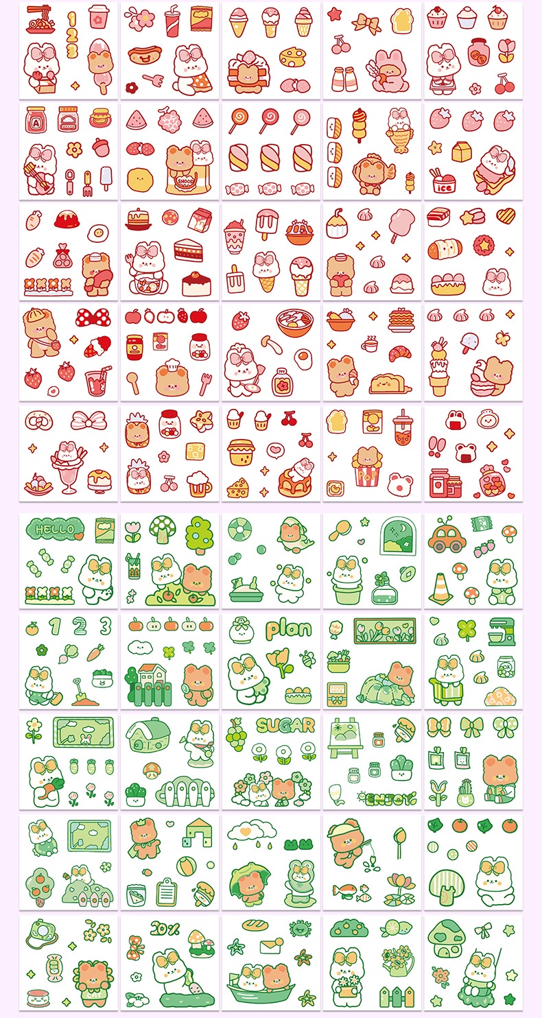 100 Pcs Cute Sticker waterproof PET Stickers Stiker set Cute pattern ...