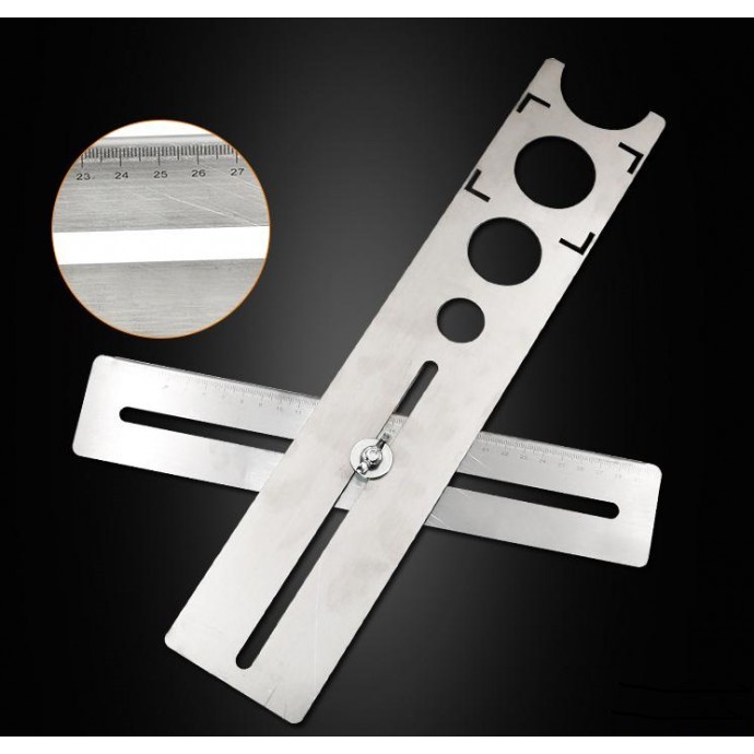 Tile drill hole positioning ruler (Stainless steel tile ruler) | Shopee ...