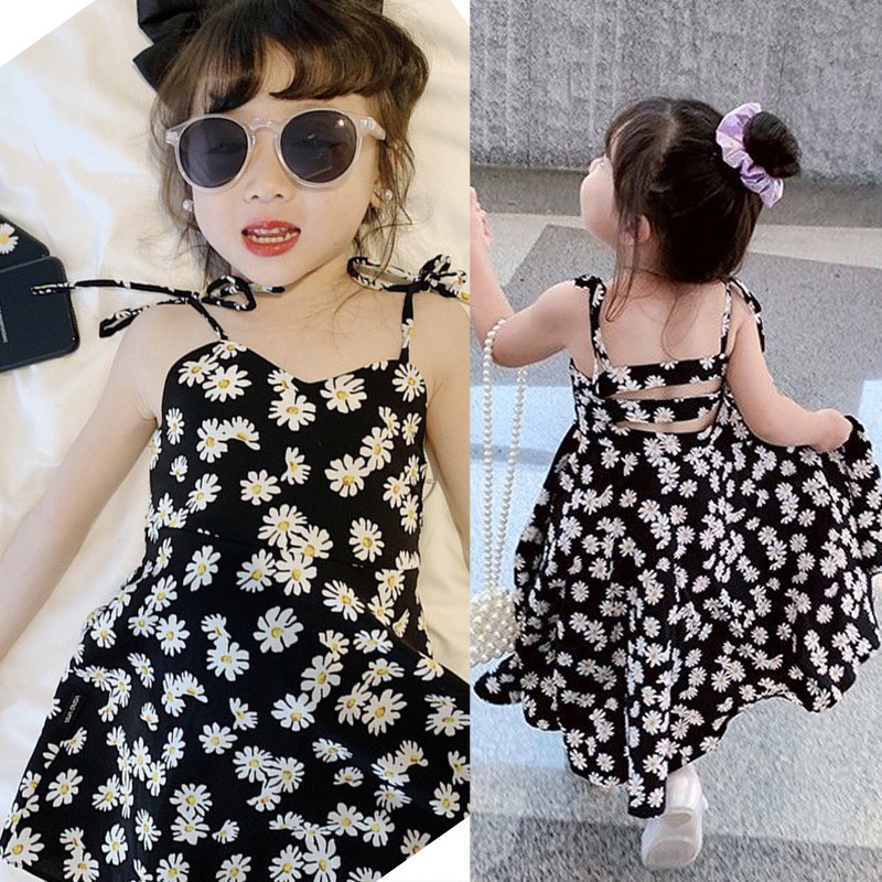 Baby Girls Dress Children's Floral Dress Daisy Strap Dress Kids Summer
