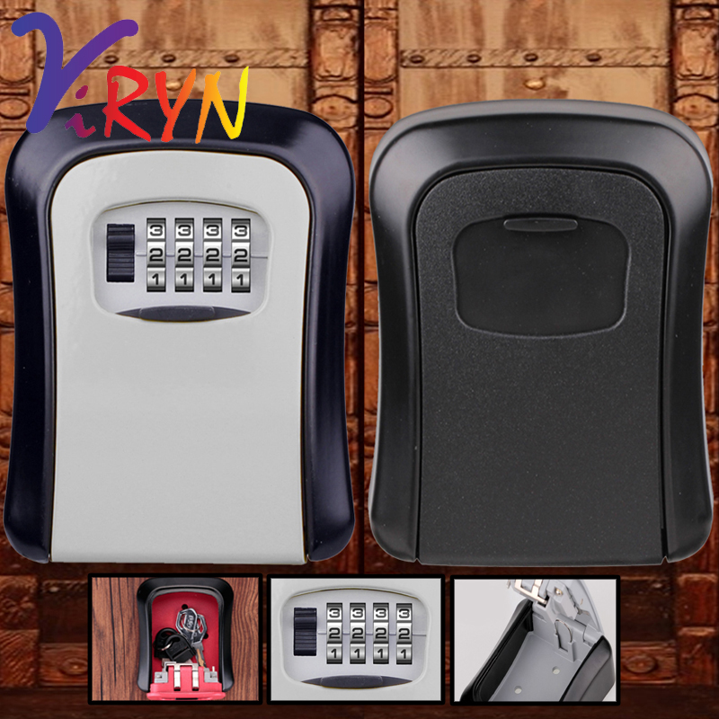 ViRYN Wall Mounted Metal Key Box 4 Digit Code Combination Password Key ...