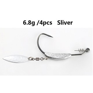 4pcs Offset Fishing Hooks Lead Weighted Crank Hook with Spoon Soft