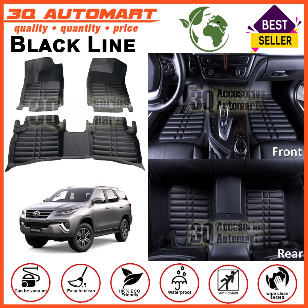 Premium 5D Car Floor Mat Carpet For Toyota Fortuner (2016 Present