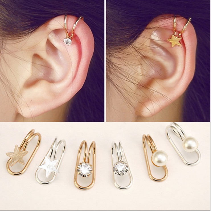 1pcs Ear Cuff Clip Star Diamond Earrings Non Piercing Fake Earrings Ready Stock Shopee Malaysia