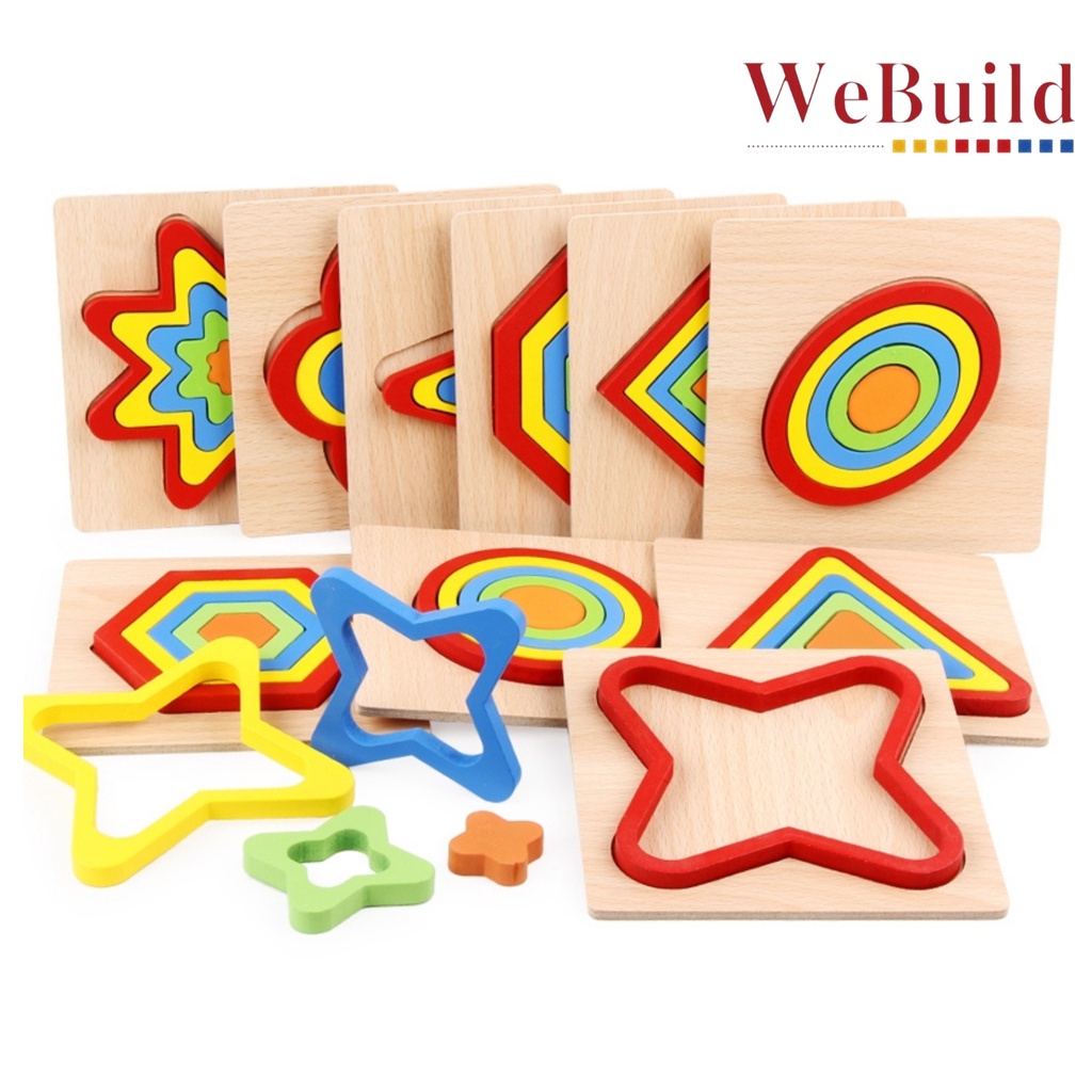 Wooden Geometric Puzzle Montessori Cognitive Shape Toys Kindergarten ...