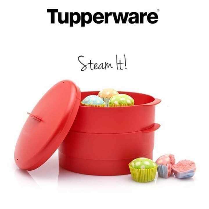 ( PROMO ) Tupperware Steam It! 2 Layers Steamer Red ( READY STOCK