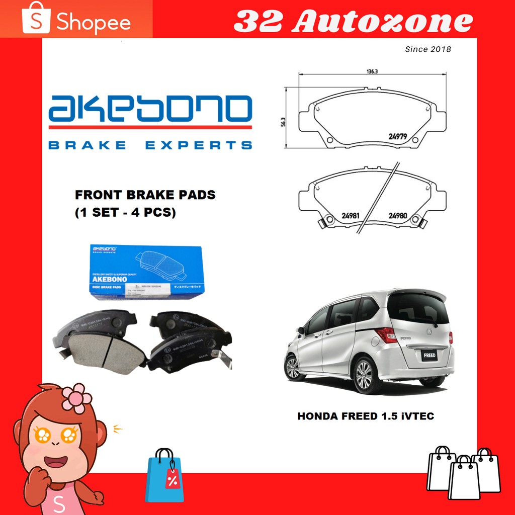 Akebono Front Brake Pad Honda Freed 1.5 ( Made In Japan ) Shopee Malaysia