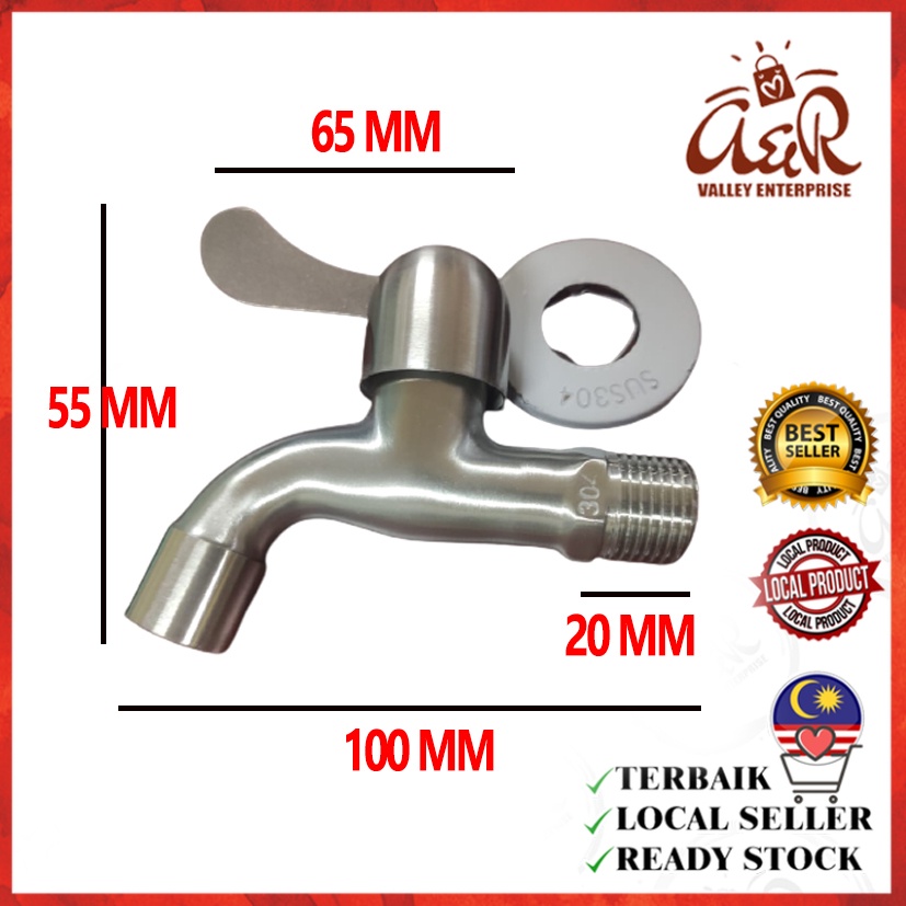 Bathroom Faucet Water Tap 15mm (1/2 inch ) SUS 304 Stainless Steel ...