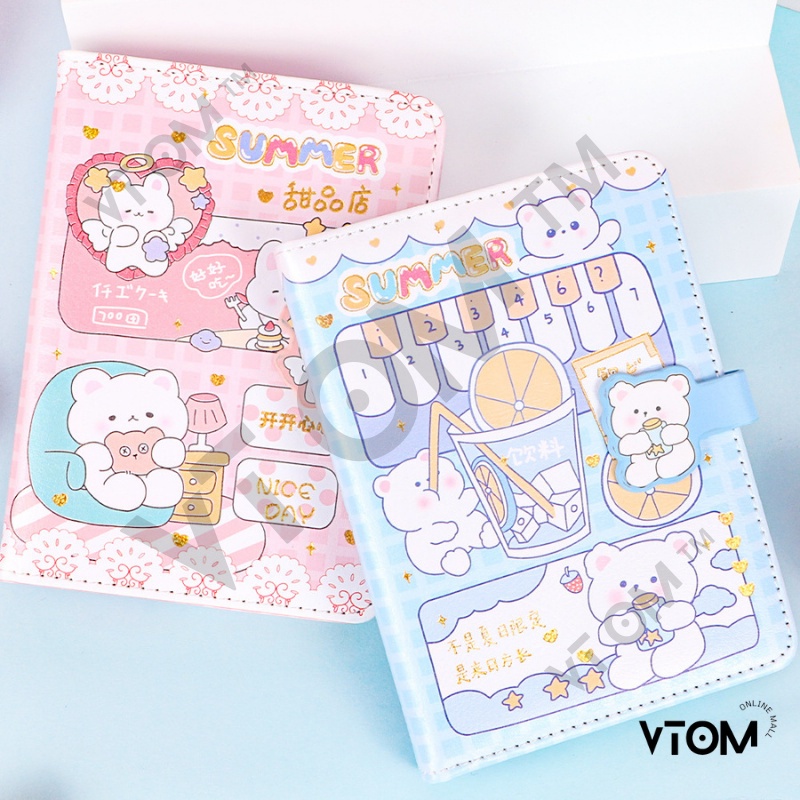 VTOM Notebook A5 Cute PU Leather Cover 128 Color Pages 10.3cm x 14.4cm ...