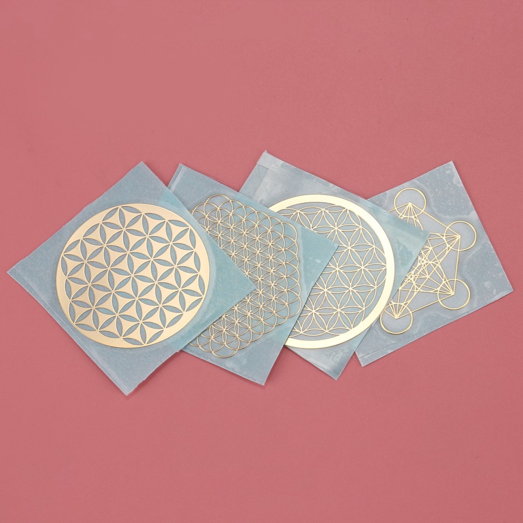 In Stock 4Pcs/Set New Metal Energy Decor Sticker Flower Of Life ...