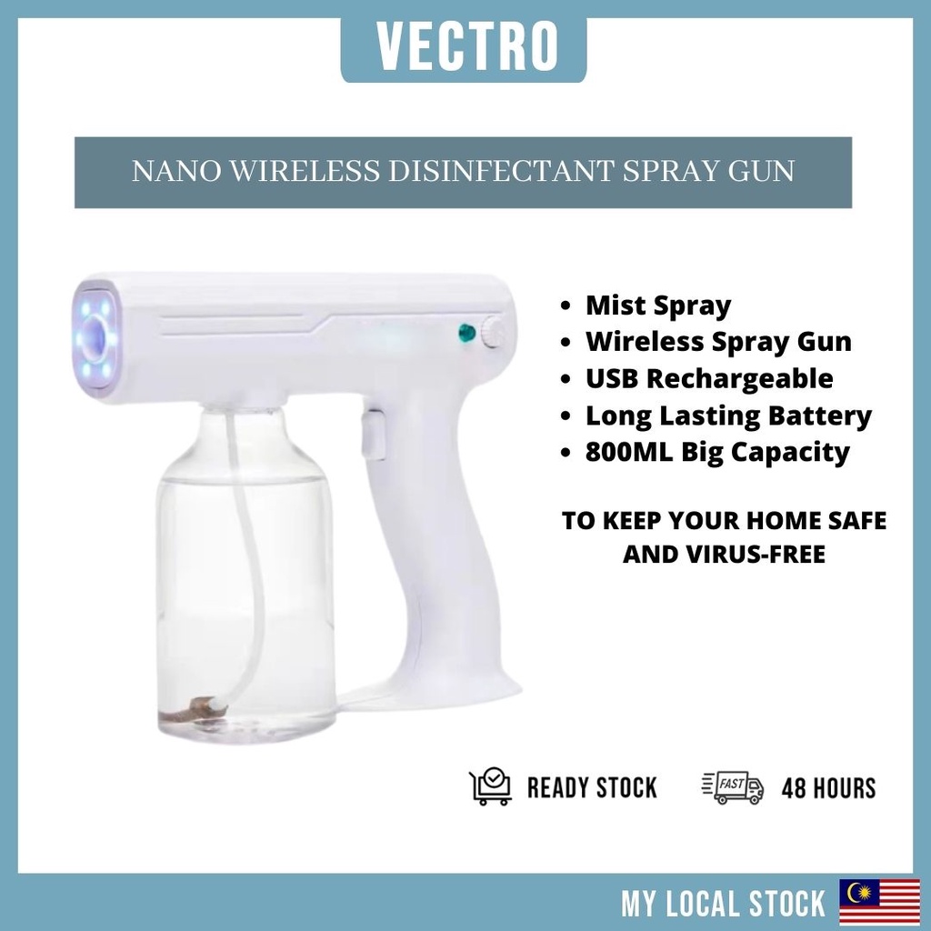 800ML Handheld Disinfection Sanitizer Spray Gun with Blue UV Wireless