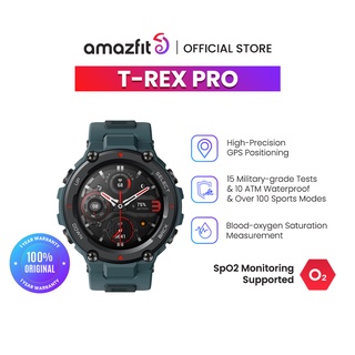 Amazfit T-Rex Pro Smart Watch: Rugged Outdoor GPS Fitness Watch - Grey 