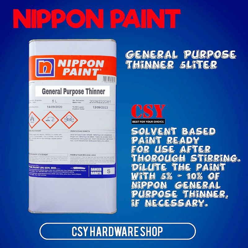 NIPPON PAINT General Purpose Thinner 5 Liter Shopee Malaysia