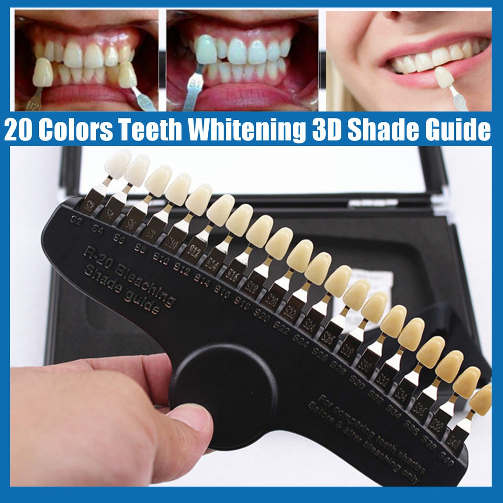 20 Colors Teeth Whitening Set 3d Shade Guide Color Comparator Mirror Dentistry Cold Light Teeth 