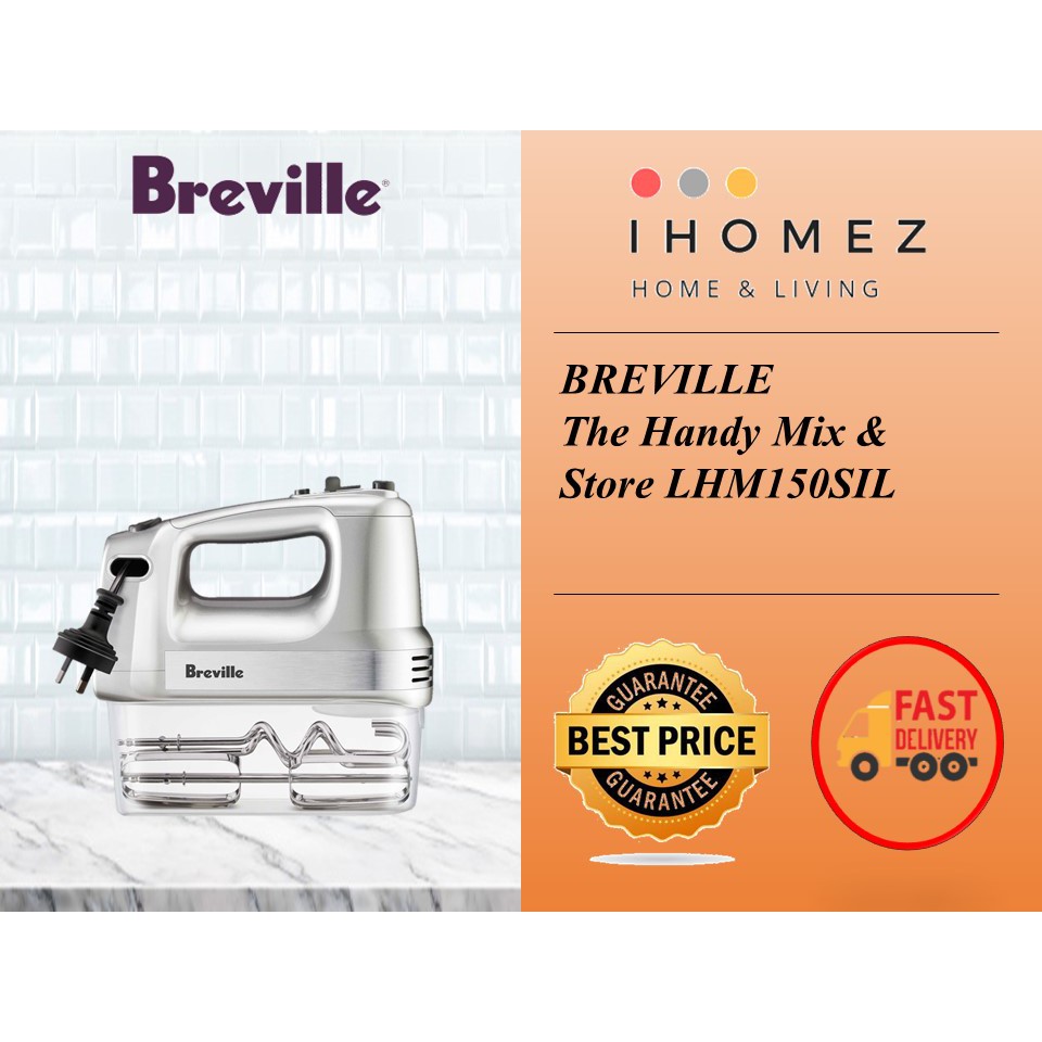 BREVILLE the Handy Mix & Store LHM150SIL (Silver) 300w Power Hand Mixer